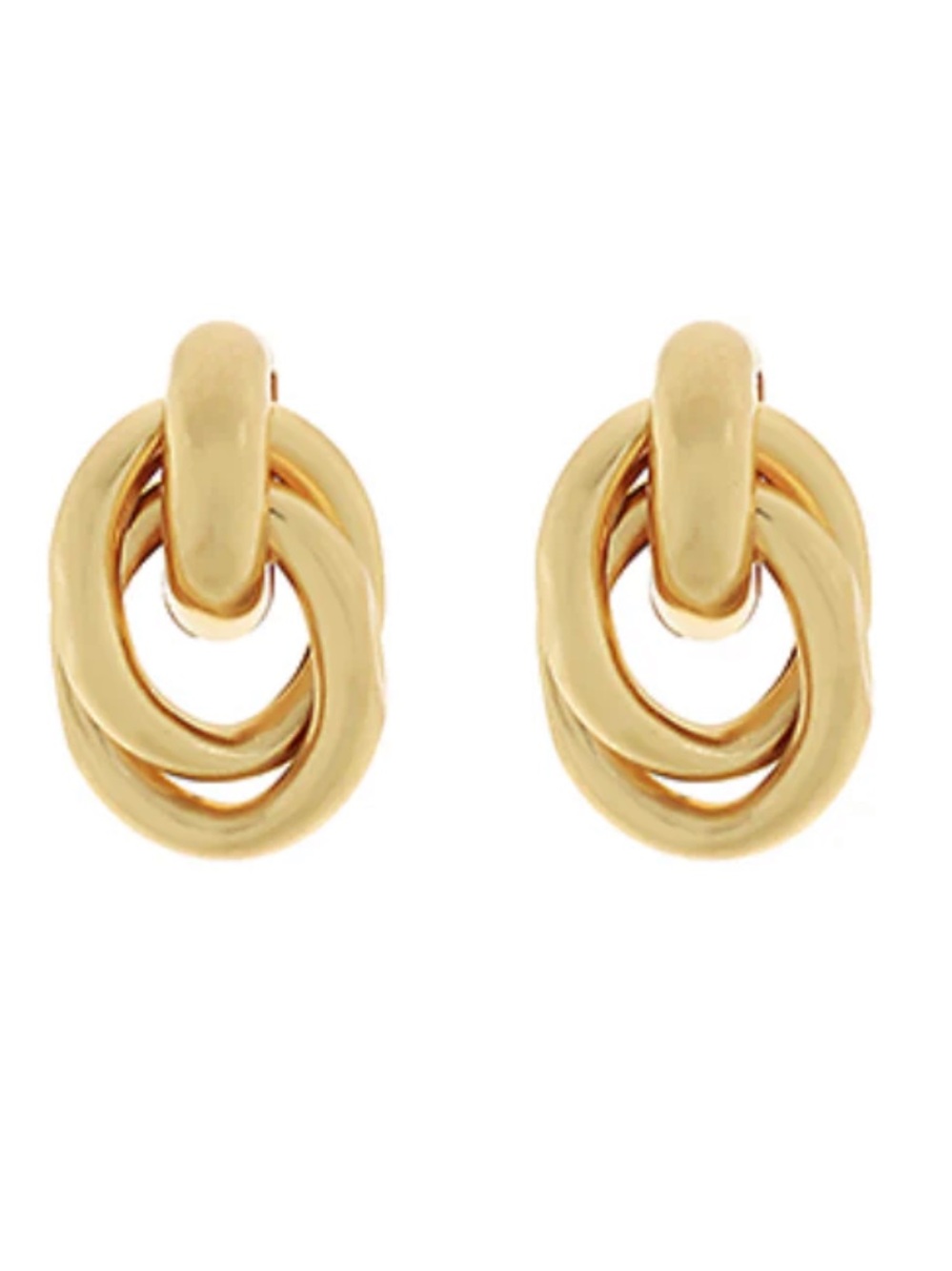 Worn Gold Door Knocker Stud Earrings